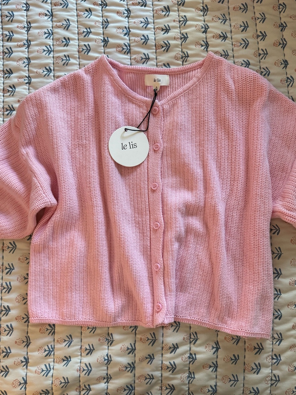 le lis Pink Short Sleeved Button-Cardigan NWT